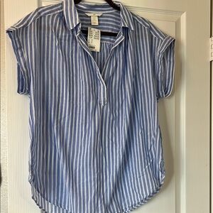 NWT H & M Blue and White Striped Shirt size medium